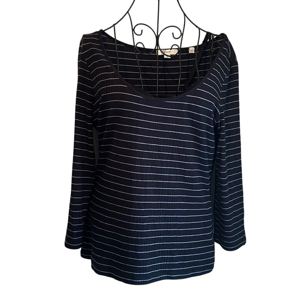 Vince Striped Long Sleeve Tee Blue L